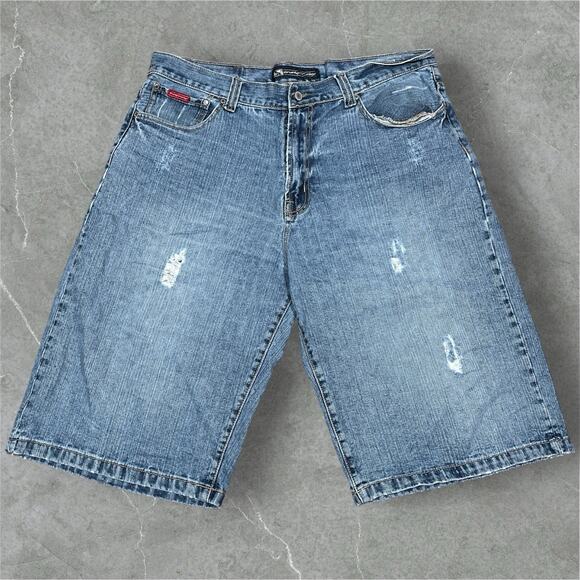 Vintage Y2K Drunknmunky Denim Wide Baggy Long Jeans Shorts Men's Size 40" X 14” - Picture 1 of 9